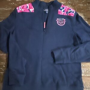 Vineyard Vines Navy Sweater with Pink Floral Accents